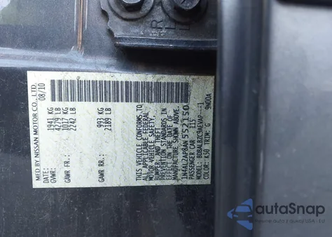 2010 Nissan Altima 2.5 S из США, поврежденный, VIN 1N4AL2AP8AN552150